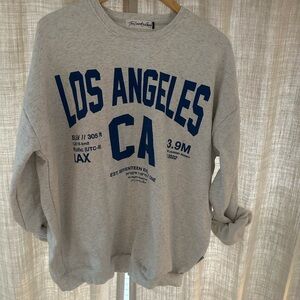 Los Angeles CA Graphic Sweatshirt - Light Gray with Blue Print